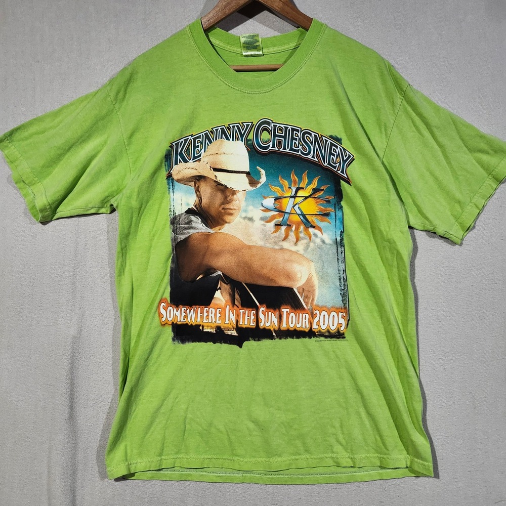 Kenny Chesney Somewhere In The Sun Tour 2005 Lime Green Graphic T-Shirt Large